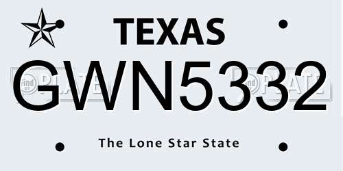 GWN5332 Texas License Plate