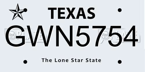 GWN5754 Texas License Plate