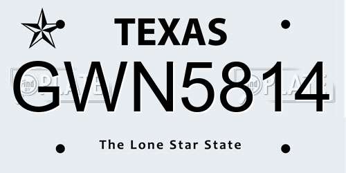 GWN5814 Texas License Plate