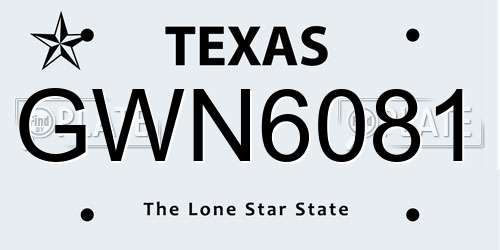 GWN6081 Texas License Plate