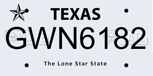 GWN6182 Texas License Plate