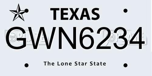 GWN6234 Texas License Plate