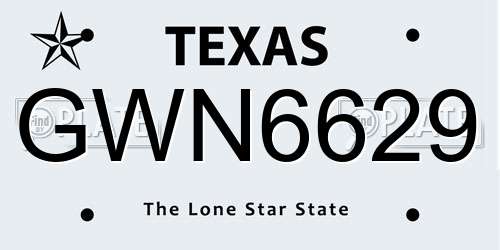 GWN6629 Texas License Plate