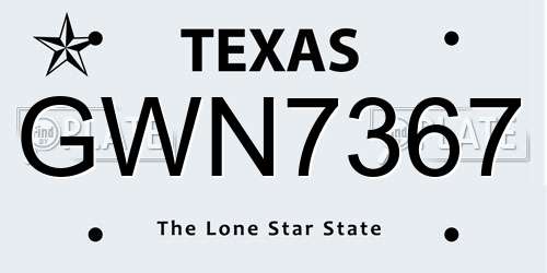 GWN7367 Texas License Plate