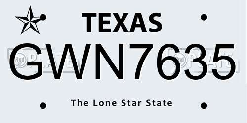 GWN7635 Texas License Plate