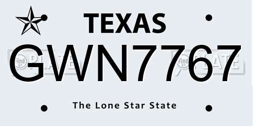GWN7767 Texas License Plate