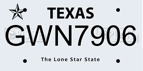 GWN7906 Texas License Plate