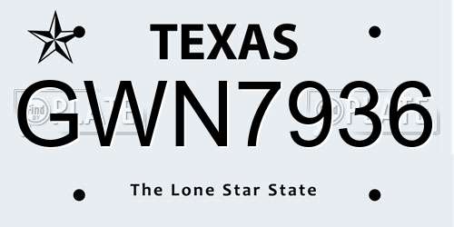 GWN7936 Texas License Plate