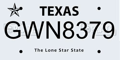 GWN8379 Texas License Plate