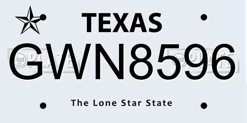 GWN8596 Texas License Plate