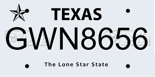 GWN8656 Texas License Plate