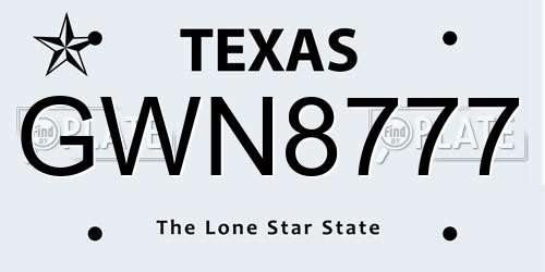 GWN8777 Texas License Plate