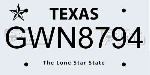 GWN8794 Texas License Plate