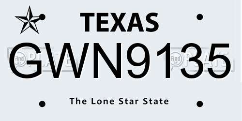 GWN9135 Texas License Plate