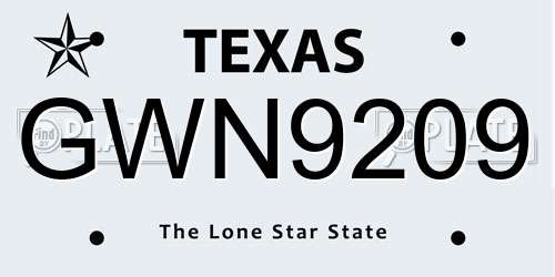 GWN9209 Texas License Plate