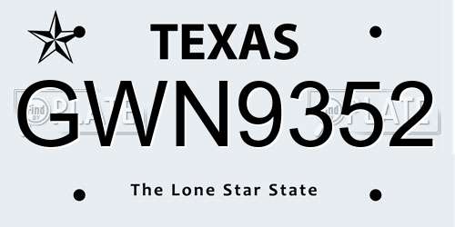 GWN9352 Texas License Plate