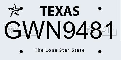 GWN9481 Texas License Plate