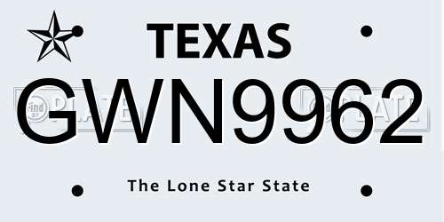 GWN9962 Texas License Plate