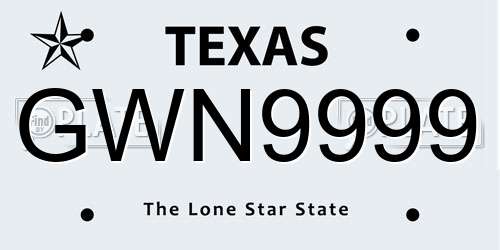 GWN9999 Texas License Plate