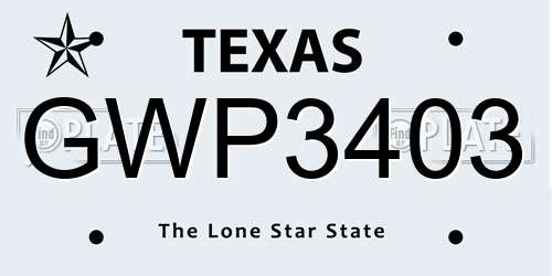 GWP3403 Texas License Plate