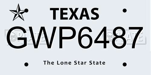 GWP6487 Texas License Plate