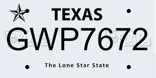 GWP7672 Texas License Plate