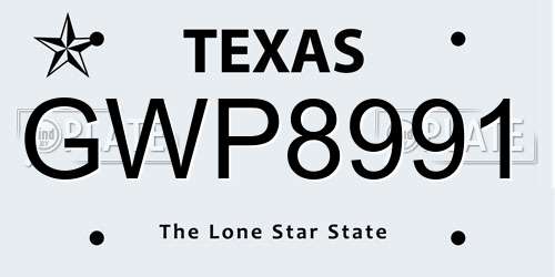 GWP8991 Texas License Plate