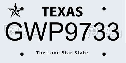 GWP9733 Texas License Plate