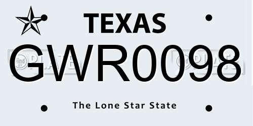 GWR0098 Texas License Plate