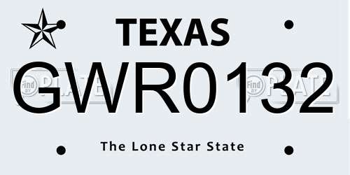 GWR0132 Texas License Plate