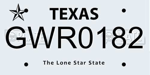 GWR0182 Texas License Plate