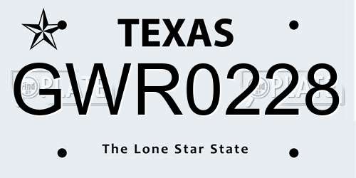 GWR0228 Texas License Plate
