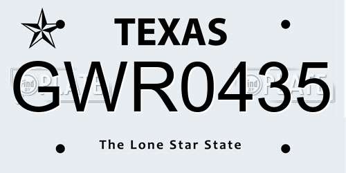 GWR0435 Texas License Plate