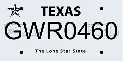 GWR0460 Texas License Plate