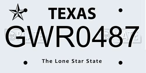 GWR0487 Texas License Plate
