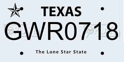 GWR0718 Texas License Plate