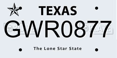 GWR0877 Texas License Plate