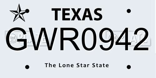 GWR0942 Texas License Plate