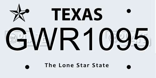 GWR1095 Texas License Plate