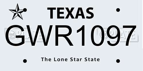 GWR1097 Texas License Plate