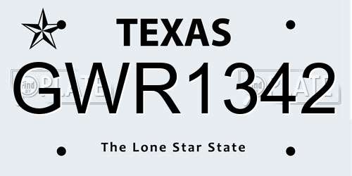 GWR1342 Texas License Plate
