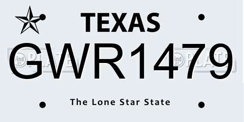 GWR1479 Texas License Plate