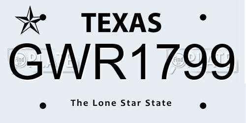 GWR1799 Texas License Plate