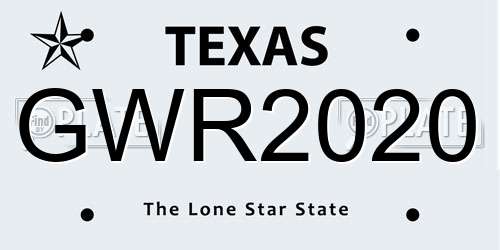 GWR2020 Texas License Plate