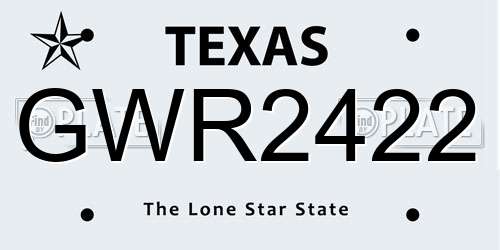 GWR2422 Texas License Plate