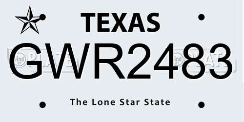GWR2483 Texas License Plate