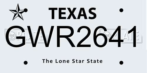 GWR2641 Texas License Plate