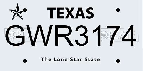 GWR3174 Texas License Plate