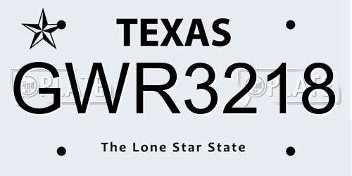 GWR3218 Texas License Plate