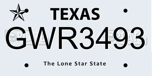 GWR3493 Texas License Plate